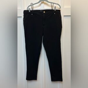 Just Be Womens Black Cotton Spandex Stretch Pants Faux Pockets Work Size XL